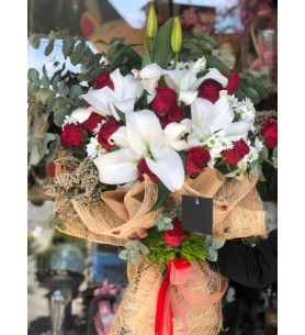 Large Gül Lilyum Papatya Buket